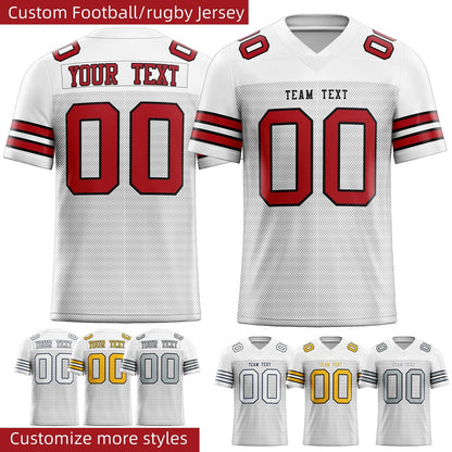 Custom White Football American Rugby Jersey Personalized Stitched Name Number Team Player Sports Uniform High School Game Day Gear for Fans