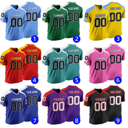 Custom American Football Jersey Personalized Name and Number Heat Press or Stitched Breathable Mesh Top for Team Game Sports or Workwear