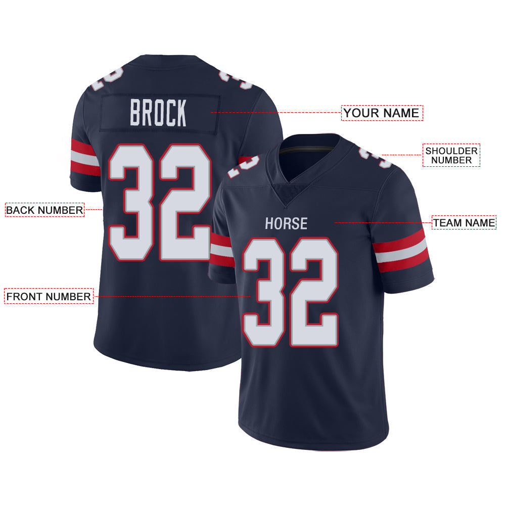Custom NE.Patriots Stitched American Football Jerseys Personalize Birthday Gifts Navy Jersey